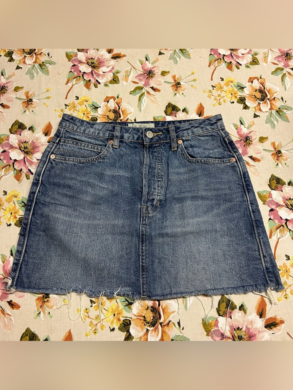 We The Free Blue Denim Mini Skirt